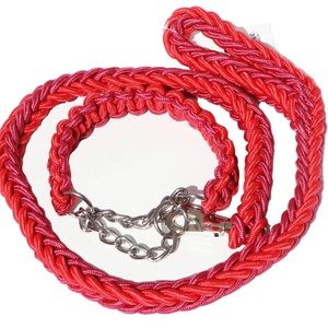 Red Martingale Rope Collar With Matching Rope Leash New Med/Large